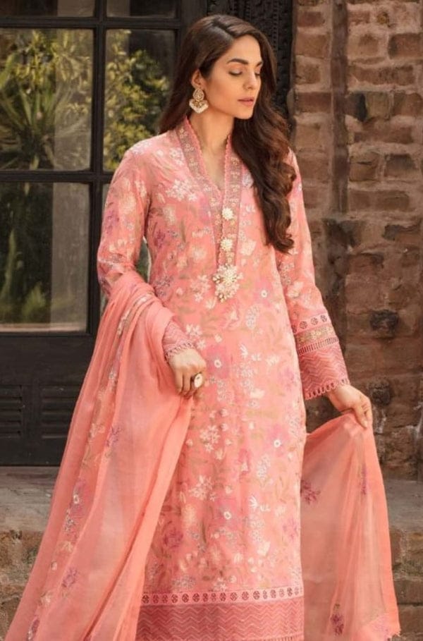 baroque - 3PC EMBROIDERED LAWN SHIRT AND PRINTED DUPPATA WITH TROUSER