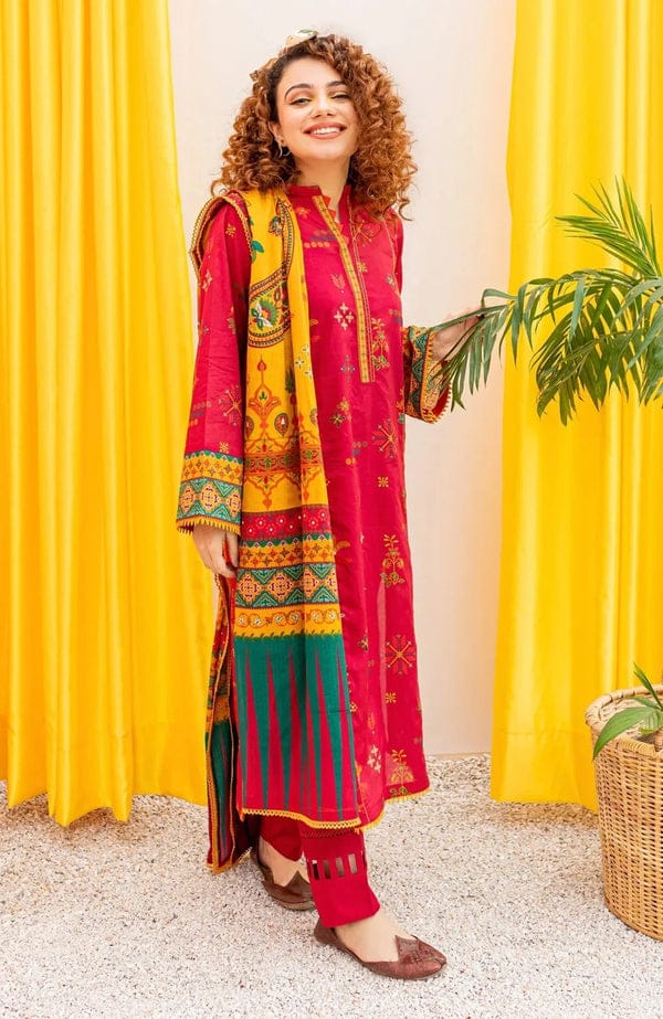 bareeze - 3PC EMBROIDERED LAWN SUIT PRINTED DUPPATA