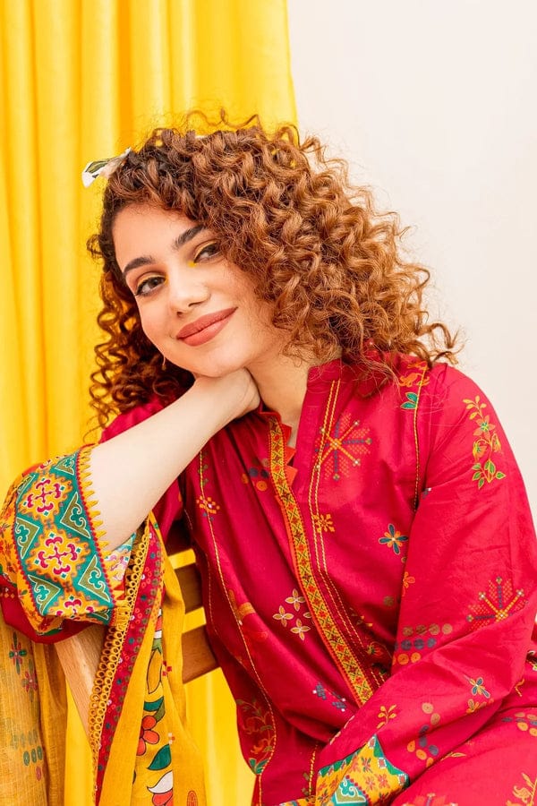 bareeze - 3PC EMBROIDERED LAWN SUIT PRINTED DUPPATA