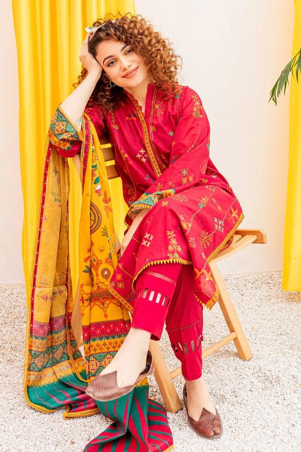 bareeze - 3PC EMBROIDERED LAWN SUIT PRINTED DUPPATA