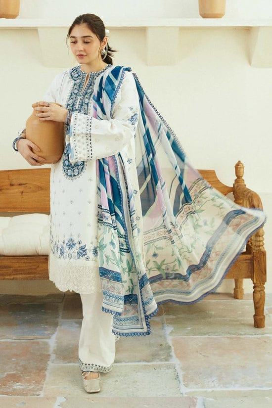 Zara Shahjahan - 3PC EMBROIDERED LAWN SHIRT AND PRINTED DUPPATA WITH TROUSER