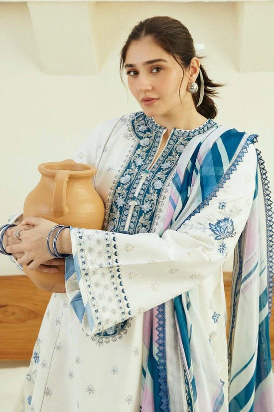 Zara Shahjahan - 3PC EMBROIDERED LAWN SHIRT AND PRINTED DUPPATA WITH TROUSER